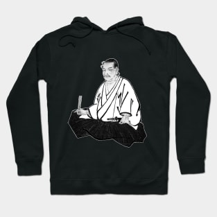 Miyamoto Musashi Black and White Cropped Artwork Hoodie